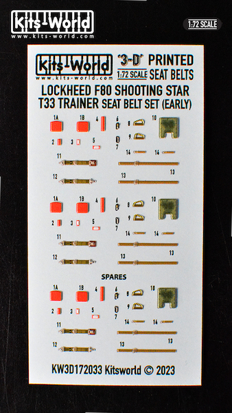 Lockheed F80, T33 Shooting Star Seat Belt set (Early) KW3D172033