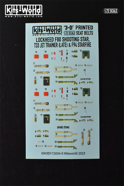 Lockheed F80, T33 Shooting Star and F94 Starfire Seat Belt set (Late) KW3D172034