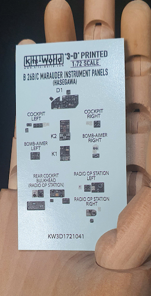 Martin B26B/C Marauder Instrument panels and other control panels( Hasegawa) KW3D1721041