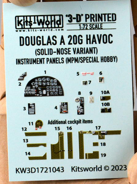Douglas A20G Havoc solid nose Instrument panels and additional cockpit items (MPM/Special Hobby) KW3D1721043