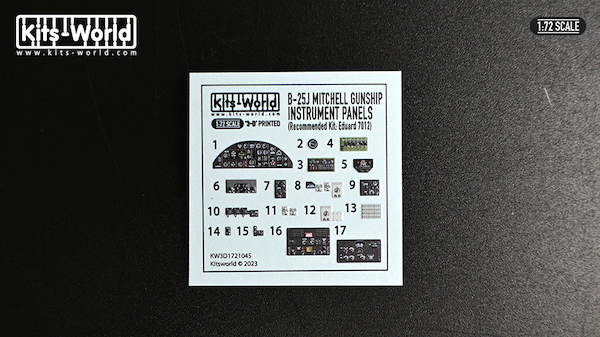 North American B25J Mitchell Gunship Instrument panels and additional cockpit items (Hasegawa/Eduard)  KW3D1721045