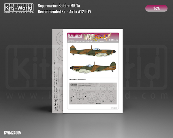 Supermarine Spitfire MKIa Canopy and wheel mask (Airfix) kwm124005