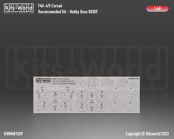 F4U-4/5 Corsair Canopy and wheel mask (Hobby Boss)  kwm481039