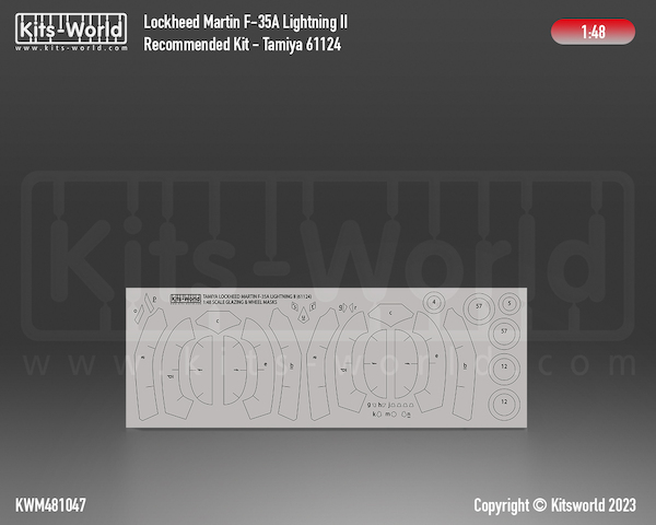 Lockheed Martin F35A Lightning II Canopy and wheel mask (Tamiya) kwm481047
