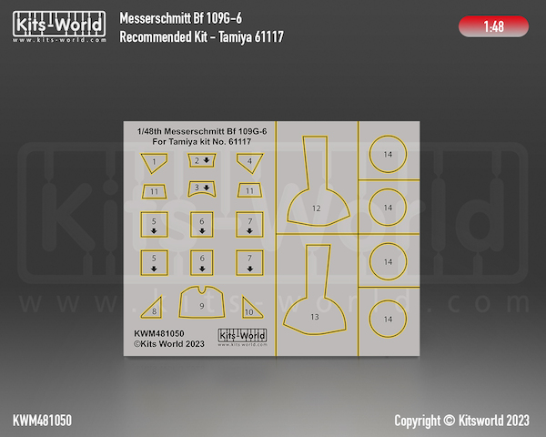 Messerschmitt Bf109G-6 Canopy, Wheel and wheelbay mask (Tamiya) kwm481050