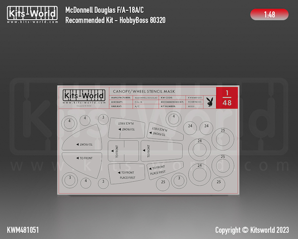 F/A18A/C Hornet Canopy and wheel mask (Hobby Boss 80320)  kwm481051