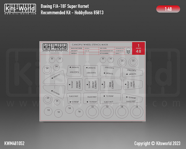 F/A18E/F Super Hornet Canopy and wheel mask (Hobby Boss 85815)  kwm481052