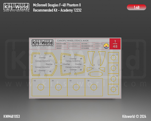 F4B Phantom Canopy and wheel mask (Academy 12232) kwm481053
