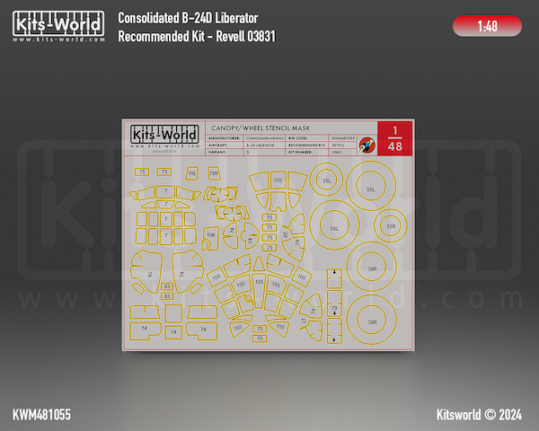 B24D Liberator Canopy, Turret, nose and wheel mask (Revell/Monogram) kwm481055