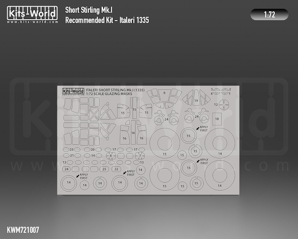 Short Stirling MKI  Canopy, Turret, window and wheels mask (Italeri 1335)  kwm721007