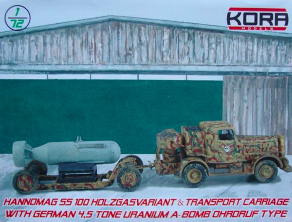 Hanomag SS100 Holzgasvariant with German 4,5 ton Uranium A-Bomb Ohrdruf Type with Carriage A7242