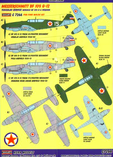 Messerschmitt BF109G-12 (Yugoslav AF) (Fine moulds) C7266