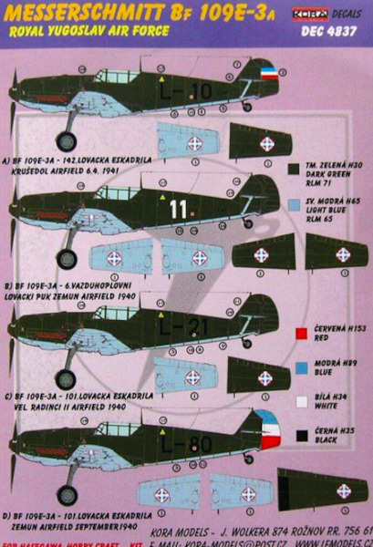 Messerschmitt BF109E-3A (Royal Yugoslav AF) DEC4837