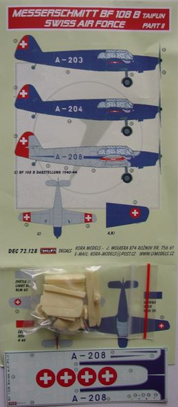 Messerschmitt Bf108B Taifun with new wheels, props, tailplanes etc (Swiss AF part 2)  dec72128