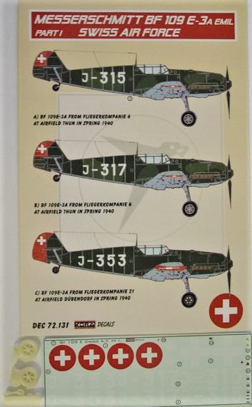 Messerschmitt BF109E-3a Emil Swiss AF Part I DEC72131