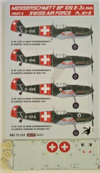 Messerschmitt BF109E-3a Emil Swiss AF Part II DEC72132