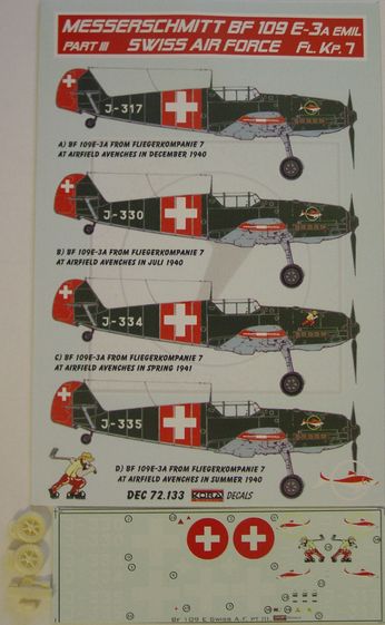 Messerschmitt BF109E-3a Emil Swiss AF Part III  DEC72133