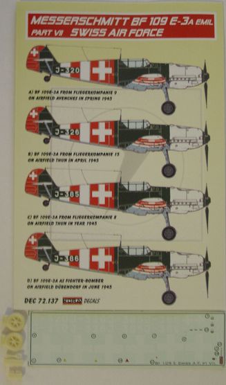 Messerschmitt BF109E-3a Emil Swiss AF Part VII  DEC72137