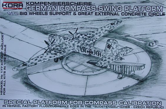 German Kompensierscheibe, special platform for Compass Calibration with big wheels support and external concrete (for German Heinkel He117, He219)  C72117