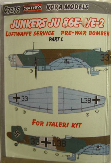Junkers Ju86E-1/E-2 Luftwaffe Part I (Pre-war Bomber) C7275