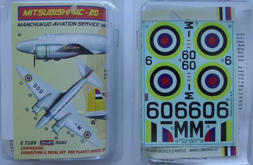 Mitsubishi MC20-I Manchukuo Aviation Service (MKKK) (Planet Models) C7289