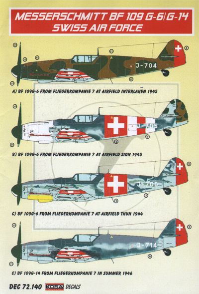 Messerschmitt BF109G-6/G-14 Swiss AF Part IX DEC72140