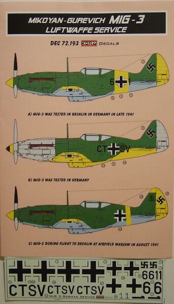 Mikoyan MiG3 in Luftwaffe Service DEC72193