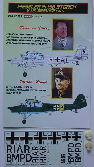 Fieseler Fi156C Storch VIP Part 1 (Goring, Model) DEC72194