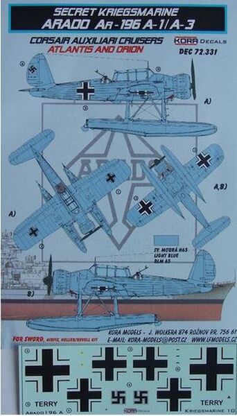 Arado Ar196A-1/3 aboard Atlantis & Orion Secret Kriegsmarine  DEC72331