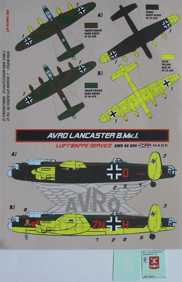 Avro Lancaster B Mk1 in Luftwaffe Service Masking set  KMD48004