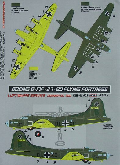 Boeing B17F Flying Fortress in Luftwaffe Service Masking set KMD48005