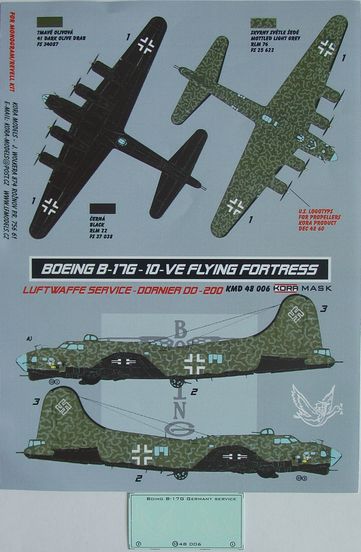 Boeing B17G Flying Fortress in Luftwaffe Service Masking set KMD48006