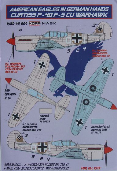 American Eagles in German Hands: P40F Warhawk in Luftwaffe Service Masking set  KMD48009