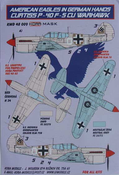 American Eagles in German Hands: P40F Warhawk in Luftwaffe Service Masking set KMD48009