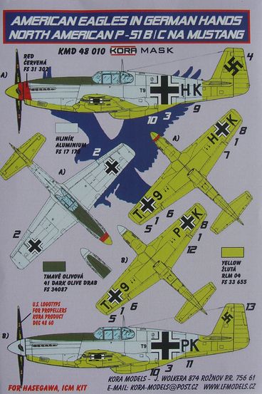 American Eagles in German Hands: P51B/C Mustang in Luftwaffe Service Masking set KMD48010