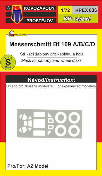 Messerschmitt BF109A/B/C/D Cabin and wheel Mask set (AZ, KP) KPEX036