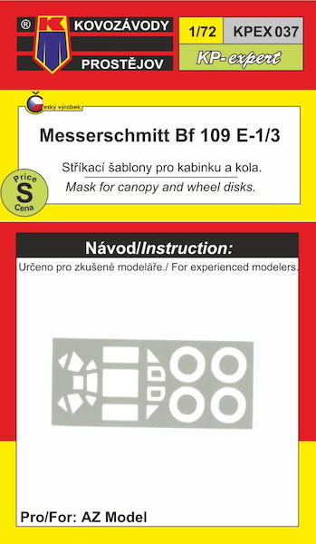 Messerschmitt BF109E-1/3 Cabin and wheel Mask set (AZ, KP) KPEX037
