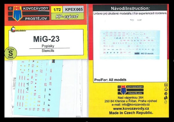 Mikoyan MiG23 Stencils (Kovozavody Prostejov) KPEX065