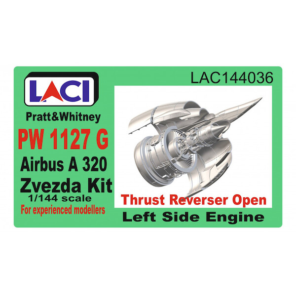 Prat & Whitney PW1127G Engine for Airbus A320 (Left side engine with open thrust reverser) For Zvezda kit LAC144036