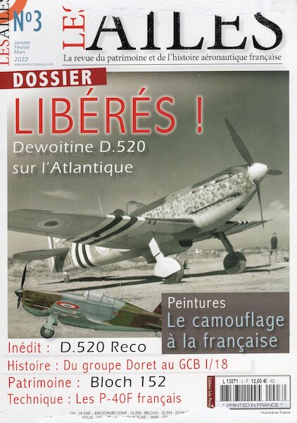 Les Ailes No 3  Libérés! dewoitine D.520 sur l'Atlantique (cover has some damage, contents OK)  378130711200500030