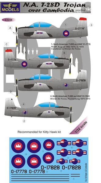 North American T28 Trojan over Cambodia  c3244