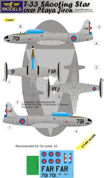 Lockheed T33 Shooting Star over Playa Jiron C4491