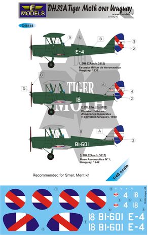 DH82a Tiger Moth over Uruguay c48144