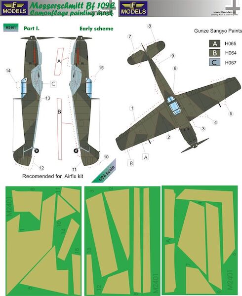 Messerschmitt BF109 camouflage Mask - Early Scheme Part 1 (Airfix) LFM2401