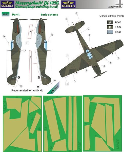 Messerschmitt BF109 camouflage Mask - Early Scheme Part 1 (Airfix)  LFM2401