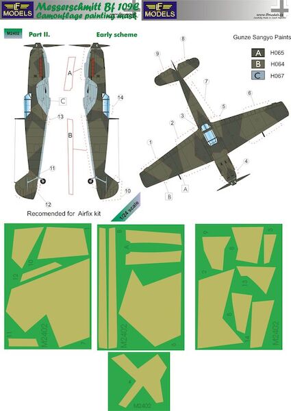 Messerschmitt BF109 camouflage Mask - Early Scheme Part 2 (Airfix) LFM2402