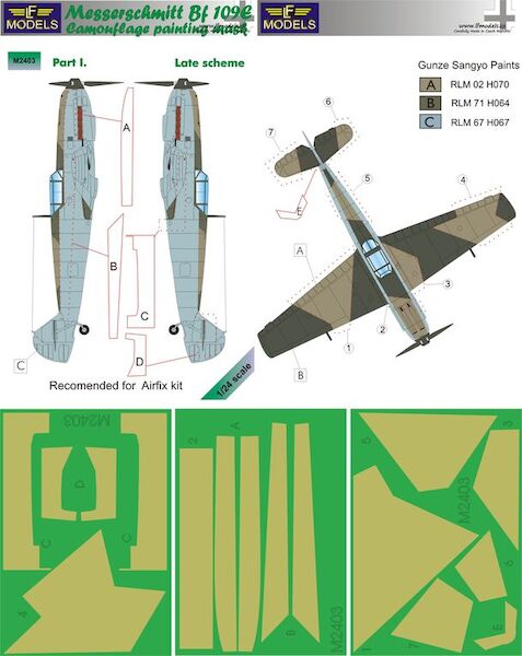 Messerschmitt BF109 camouflage Mask - Late Scheme Part 1 (Airfix) LFM2403