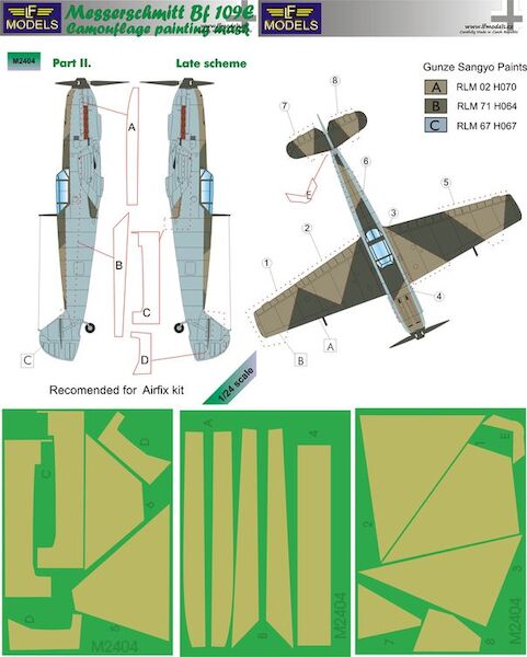Messerschmitt BF109 camouflage Mask - Late Scheme Part 2 (Airfix) LFM2404