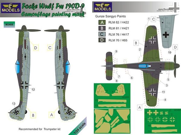 Focke Wulf Fw-190D-9 camouflage Mask (Trumpeter LFM2408