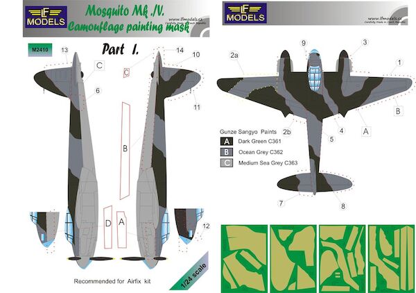 Mosquito MKIV camouflage Mask Part 1 (Airfix) LFM2410